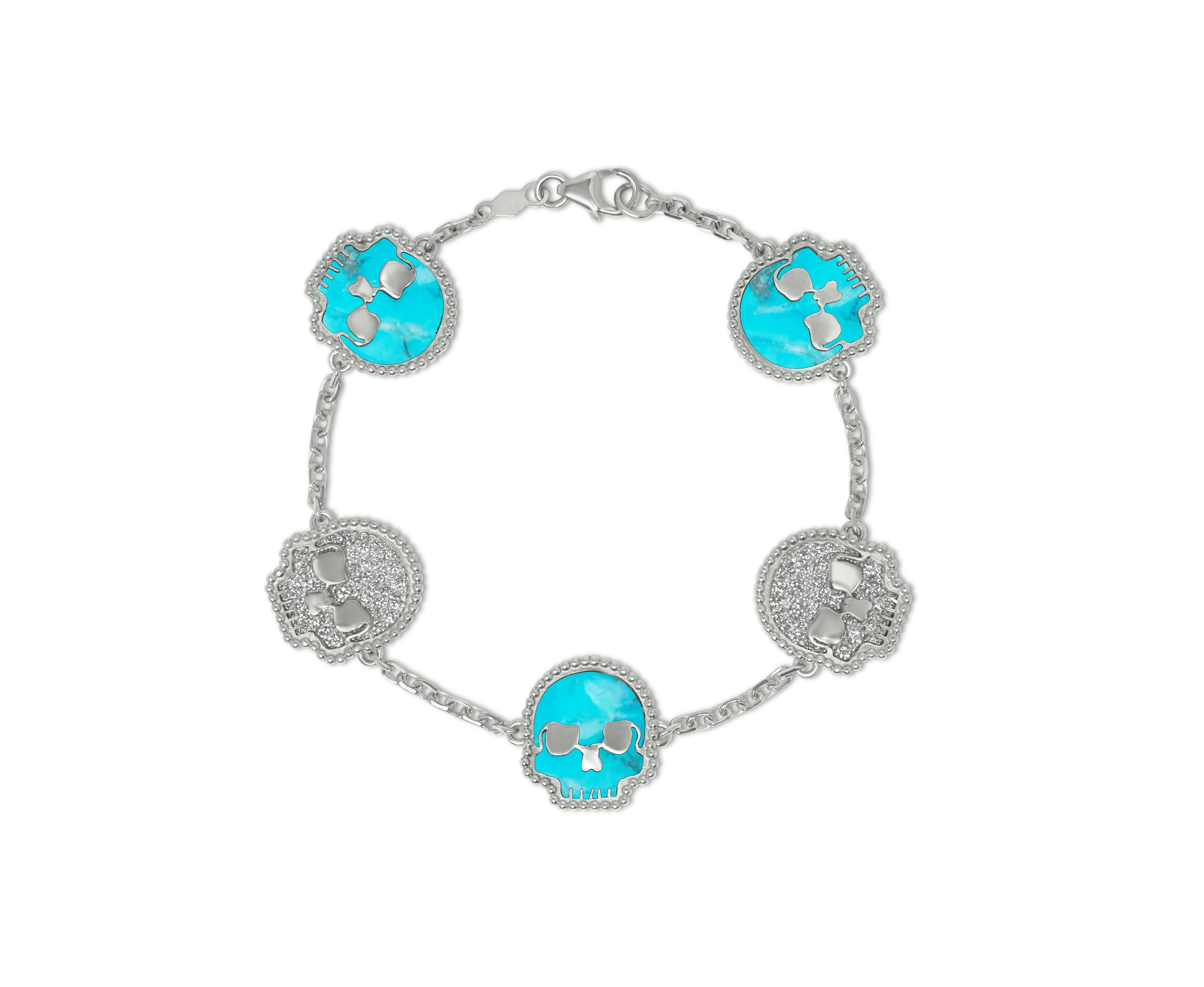 .925 Sterling Silver SSKUAHLLY bracelet with lab diamond inserts
