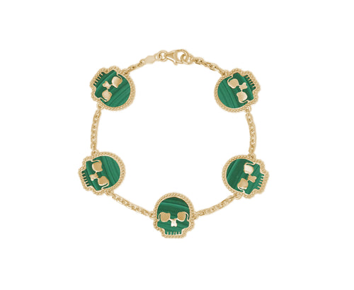 14K Gold-Plated .925 Sterling Silver Skull Bracelet